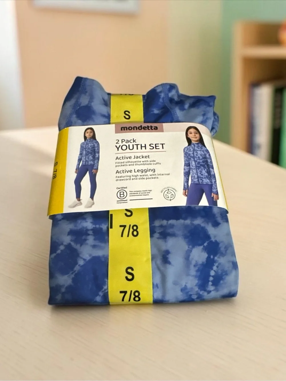 Mondetta Girls Blue Tie-Dye 2-Pack Active Jacket & Legging Set